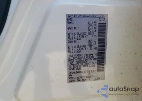 2014 Nissan Pathfinder S z USA, uszkodzony, nr VIN 5N1AR2MM9EC659330